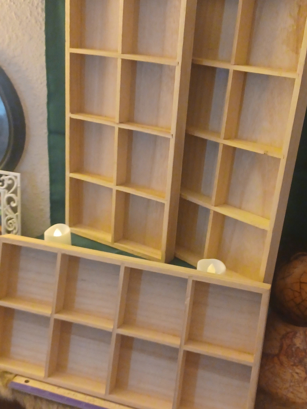 Natural Wood Jewelry Organizer Display with Multiple Compartments